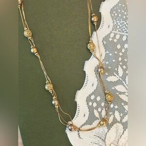 Elegant Gold-Tone Beaded Women's Necklace
